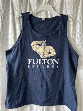 Anvil Navy Blue Fulton Fitness Muscle Tank Top Vintage
